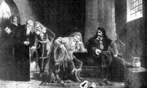 Бан Петар Зрински и Фран Крсто Франкопан у тамници уочи погубљења 1671.
